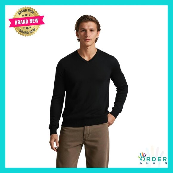 Other - Men's Slim Fit V-Neck Sweater Elegant Business Casual Pullover Winter